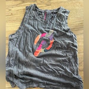 Peloton Charcoal tank with Magenta Stitching